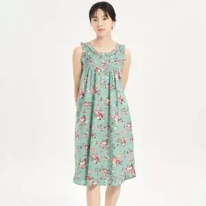 [보리보리/메이플라워]민트장미 여성 나시 순면 잠옷 원피스