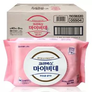 크리넥스 마이비데 물티슈 밸런스케어 캡형 40매 X9팩 / 화장실용 여성전용