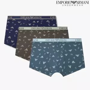 [롯데백화점]엠포리오아르마니 [선물포장]코어로고밴드 코튼 사각드로즈 3PACK 세트 (08M6112315-318-321)
