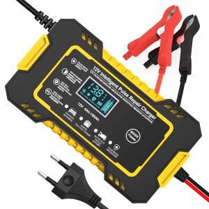 완전 자동 배터리 충전기 전원 펄스 수리 습식 건식 납산 디지털 LCD 디스플레이, 12V 6A