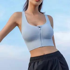 프론트지퍼 스포츠브라 노와이어 요가 브라탑 운동복