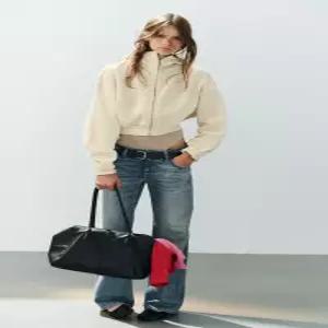 ZARA 크롭 후드 스웨트셔츠 - 크림 4393/802/712
