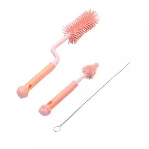 세척솔 브러쉬 3종세트 유리병 젖병 텀블러 실리콘 병솔 설거지 빨대 물병
