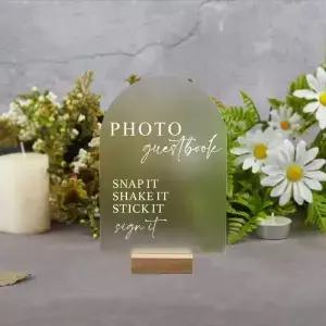 아치 방명록 표시 사진 폴라로이드 웨딩 아크릴 Snap It Shake Sign