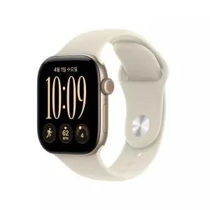 (1차 예약) 애플워치 12 GPS 42mm 라이트 골드 알루미늄, 샌드 스포츠 밴드 (M/L) MJEE4KH/A