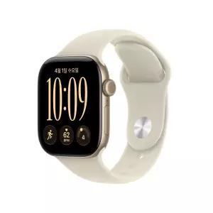 (1차 예약) 애플워치 12 셀룰러 42mm 라이트 골드 알루미늄, 샌드 스포츠 밴드 (S/M) MJG24KH/A