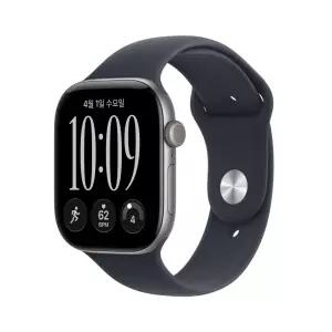 (1차 예약) 애플워치 12 셀룰러 46mm 스페이스 그레이 알루미늄, 네이비 블루 스포츠 밴드 (M/L) MJG74KH/A