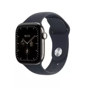 (1차 예약) 애플워치 12 셀룰러 42mm 내추럴 티타늄, 네이비 블루 스포츠 밴드 (S/M) MJGF4KH/A