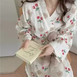 [옷자락]미니멀 체리앤베어 로브 빅사이즈 샤워가운