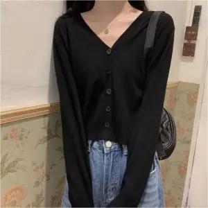 긴팔 데일리 V넥 3색 기본 베이직 가디건 니트 여자