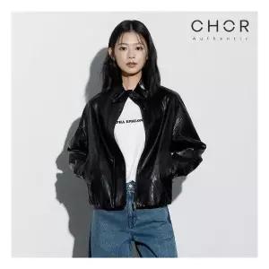 코어 어센틱 26FW 하이넥 FAUX 레더 블루종 1198019