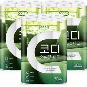 코디 순수 3겹 데코 30Mx30롤x3팩 화장지 휴지 {QHJ}