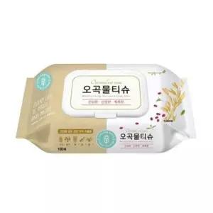 물티슈 아기물티슈 화장지 식당물티슈 오곡 깨끗한나라 100매 티슈 캡형