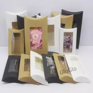 10pcs DIY 빈 종이 선물 상자 명확한 PVC 창을 가진 Mutli 베개 위한 kraft/백색/검은