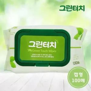 캡형(30개)한박스 일회용물티슈 100매 그린터치 물티슈 대용량물티슈
