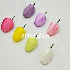 50개/세트 튤립 4x6cm 인조 꽃 머리 DIY 재료 키트 선물 상자 부케 수제 공예 웨딩 홈 데코레이션용
