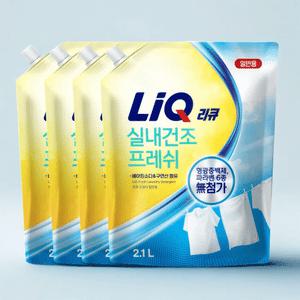 리큐 액상세탁세제 실내건조 프레쉬 일반용 2.1L 4개 베이킹소다 구연산 함유