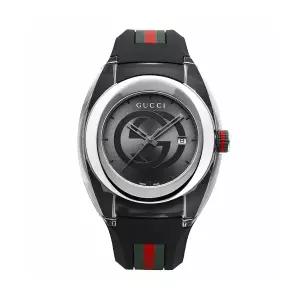 구찌 YA137116 SYNC 남성 러버 쿼츠 46mm