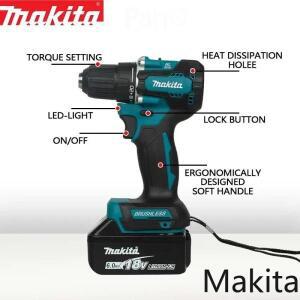 Makita DDF487 10mm 브러시리스 18V 리튬 충전식 임팩트 드릴 가정용 핸드 고토크 전기 드라이버