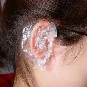 대용량 방수 염색 귀마개 이어캡 일회용 비닐 100P 염색용 헤어 미용 재료 미용실 귀덮개 셀프 도구 귀커버