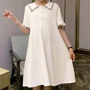 여자 디자인한 넉넉 핏 인부복 퍼프 원피스 77 사이즈 임산부 임부복 귀여운 반팔 여름