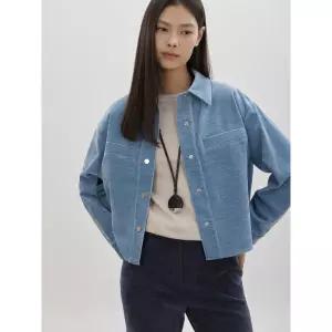 CC콜렉트 벨벳 코듀로이 크롭 셔츠_C261MSC010
