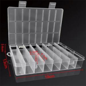 1pc 플라스틱 보관 상자 24 그리드 투명 정리 공예 비즈 보석 용품을위한 구획 용기