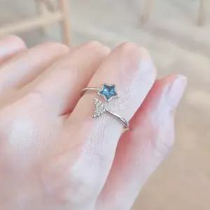 랑데시아 여성반지 실버 925 SILVER 은 지르콘 큐빅 블루별 하트 오픈반지