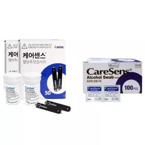 케어센스 혈당측정지 100매 + 솜100매 (유효기간 2028-02-12) H