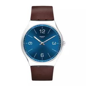스와치 SS07S101 SKIN IRONY SKINWIND 남성 가죽 시계