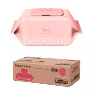 베베숲 소프트 아기물티슈 80매 x 10팩 프리미엄 엠보싱 원단 대용량 진정 보습 수분 음용수로 만든