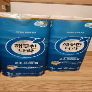 깨끗한나라 3겹 순수프리미엄 롤화장지 27m X 30롤 1+1팩