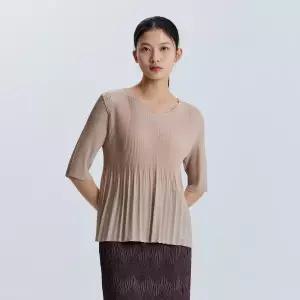 [롯데백화점]플리츠미 플레어 브이넥 반팔 티셔츠_EPTSM326021