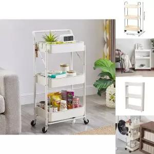 접이식 3단 트롤리 거실 주방 욕실 이동식 선반 정리/카트/수납장/서랍장/거실