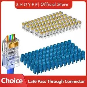 RJ45 커넥터 CAT6 패스 스루 크리스탈 엔드 금도금 8P8C UTP 보호 케이스 이더넷 네트워크 모듈러 플러그