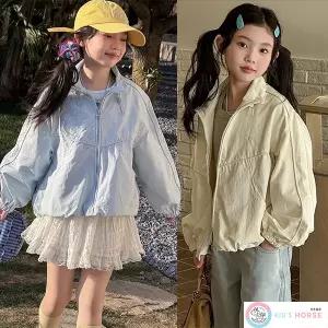 키즈목마 여아 봄 가을 초등생 간절기 아우터 주니어 무지 바람막이 집업 점퍼 921