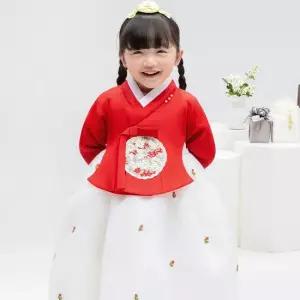 금동이한복 AW228 여빨강튤립 여아한복