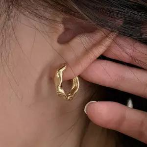 링 귀걸이 14K 기하학 디자인 925실버침 알러지방지 여성 심플 귀걸이