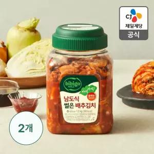 숨쉬는 용기 비비고 남도식 썰은 배추김치 용기형 1.2kg 2개