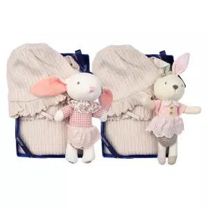 갤러리아 (압소바출산,백일,유아내의)블리바디슈트바지세트베+토끼딸랑이