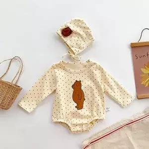 [MK]땡땡이곰 긴팔 바디슈트 보넷세트 304465