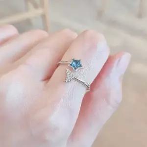 랑데시아 여성반지 실버 925 SILVER 은 지르콘 큐빅 블루별 하트 오픈반지