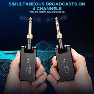 LEKATO 기타 무선 송수신기 2.4Ghz 충전식 오디오 시스템 WS-100