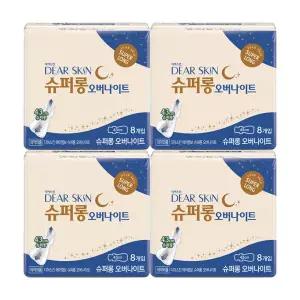 디어스킨 에어엠보 슈퍼롱 오버나이트, 8매, 4개