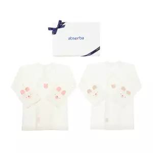 [압소바](마산점)[압소바 25FW 임신출산쌍둥이선물] 베핑 코튼모달 배냇저고리 2벌세트 (A2D10104A/핑크...