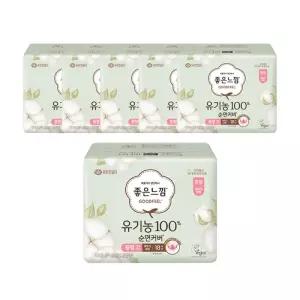 좋은느낌 유기농100%순면커버 날개형 울트라슬림, 중형, 18매, 6개