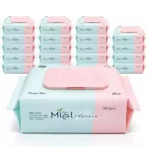 미엘 클래식 캡형 100매 20팩 물티슈 평량 50g 도톰 대용량