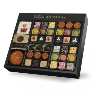수담한과 고급지함 2호 수 2단구성 한과 선물 세트 1.2kg 1세트 봉지과자 어린이날 학교 학원 초등학교