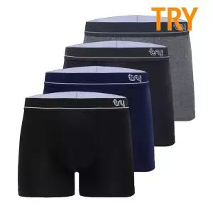 TRY 트라이 남성 면스판 드로즈 아웃밴드 학생 사각밴드 속옷 4매입