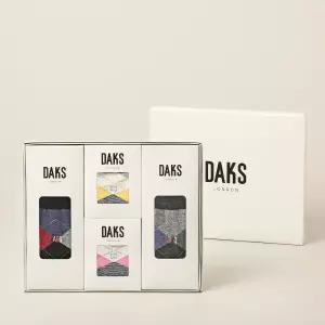 [백화점 홈쇼핑 정품] DAKS 남여 혼합 양말 4족 선물세트 면스판 중목 아가일 20830